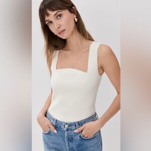 Reformation Nalini Cotton Blend Cream Ribbed Sweater Tank Size XS